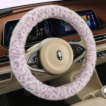 Husă de volan pentru automobil – unisex, model de iarnă, din pluș artificial, antiderapant, stil minimalist (Pluș artificial, Montaj universal, Sezon de iarnă, Mărci auto universale, Stil minimalist)