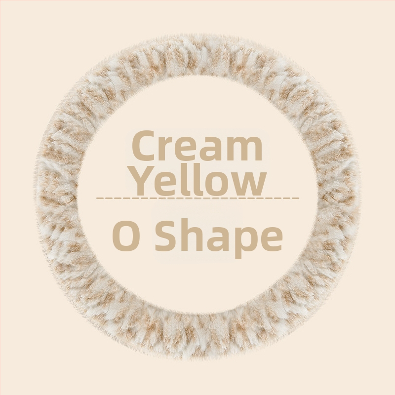 Husă de volan pentru automobil – unisex, model de iarnă, din pluș artificial, antiderapant, stil minimalist (Pluș artificial, Montaj universal, Sezon de iarnă, Mărci auto universale, Stil minimalist)