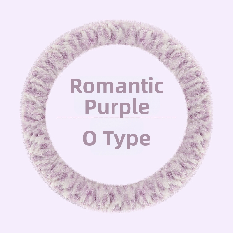 Husă de volan pentru automobil – unisex, model de iarnă, din pluș artificial, antiderapant, stil minimalist (Pluș artificial, Montaj universal, Sezon de iarnă, Mărci auto universale, Stil minimalist)