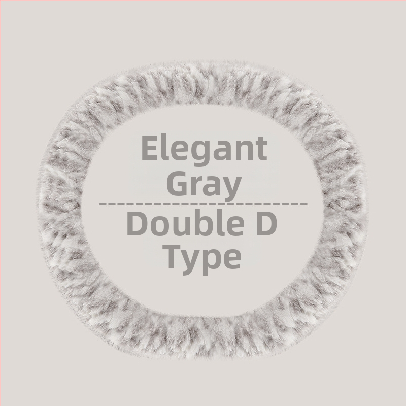 Husă de volan pentru automobil – unisex, model de iarnă, din pluș artificial, antiderapant, stil minimalist (Pluș artificial, Montaj universal, Sezon de iarnă, Mărci auto universale, Stil minimalist)