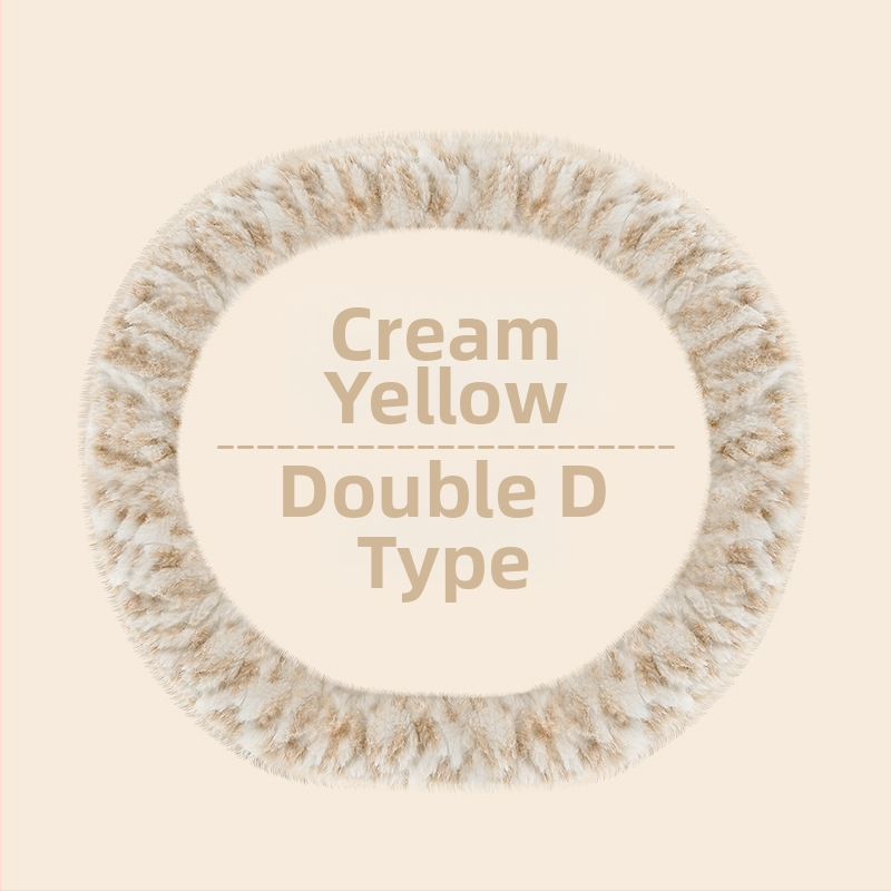 Husă de volan pentru automobil – unisex, model de iarnă, din pluș artificial, antiderapant, stil minimalist (Pluș artificial, Montaj universal, Sezon de iarnă, Mărci auto universale, Stil minimalist)