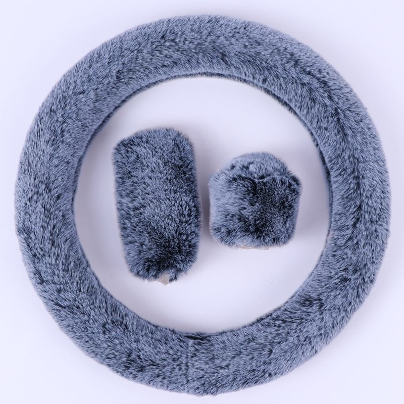 Husă pluș pentru volan, universală, set de trei piese cu husă pentru schimbător și frână de mână, pentru iarnă, Shengmu