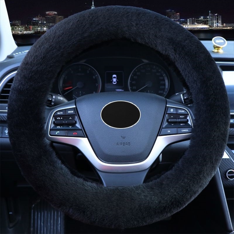 Husă pluș pentru volan, universală, set de trei piese cu husă pentru schimbător și frână de mână, pentru iarnă, Shengmu