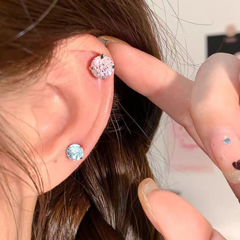 Cercei geometrici din oțel titan cu zirconiu, inspirați de osul urechii, design original