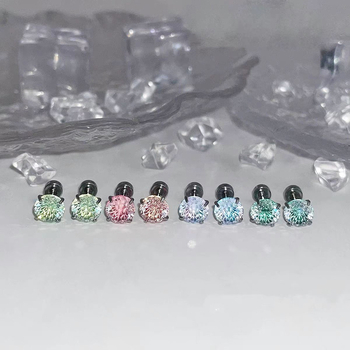 Cercei geometrici din oțel titan cu zirconiu, inspirați de osul urechii, design original