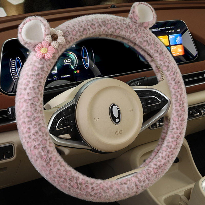 Acoperire volan din pluș - stil original, utilizare iarnă, potrivire universală, material: pluș sintetic