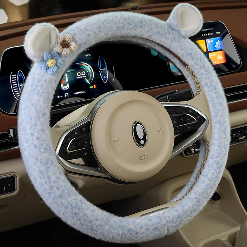 Acoperire volan din pluș - stil original, utilizare iarnă, potrivire universală, material: pluș sintetic