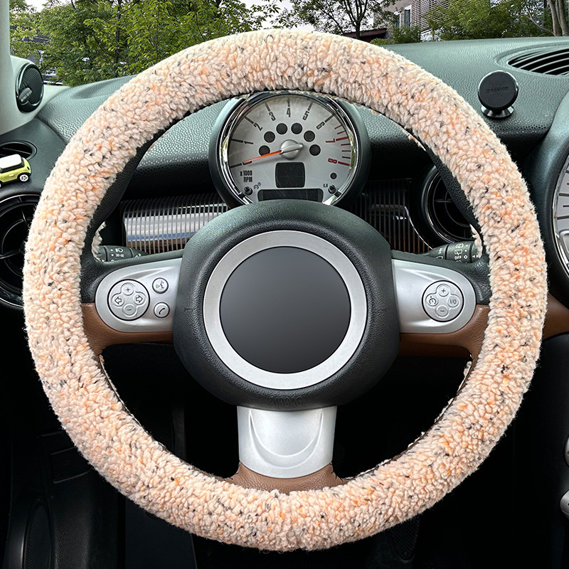 Capac volan auto din pluș artificial, iarnă, stil minimalist, montare universală