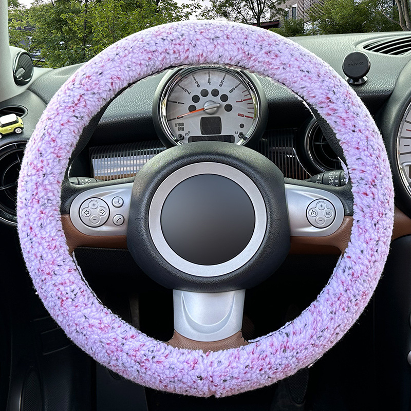 Capac volan auto din pluș artificial, iarnă, stil minimalist, montare universală