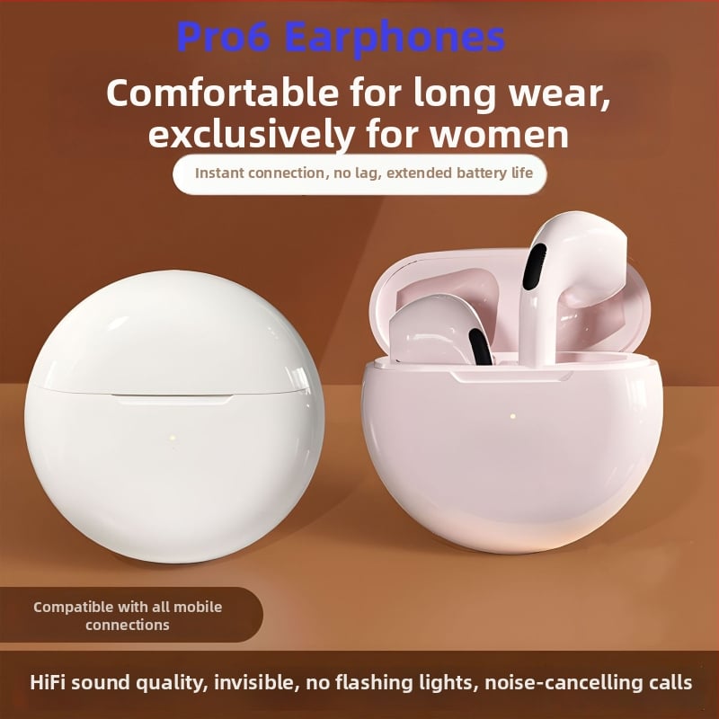 Pro6 Vezeték nélküli Bluetooth fülhallgató – illeszkedő, sztereó, lélegző fény, Bluetooth 5.0, 5 m hatótávolság, üzemidő akár 4 óra