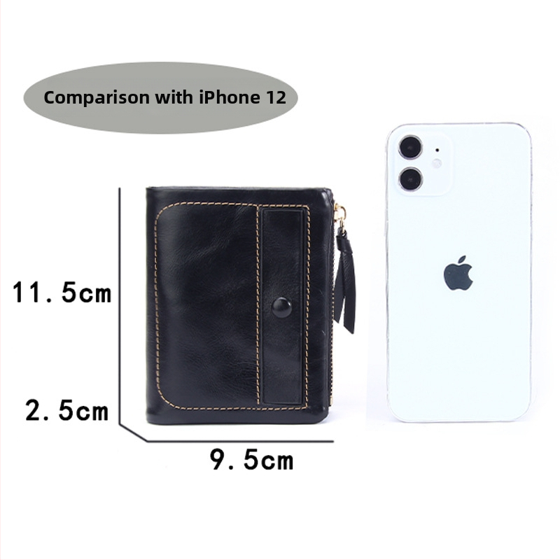 Īss ādas maks, pirmā slāņa liellādas āda, vertikālais kartes turētājs un monētu nodalījums