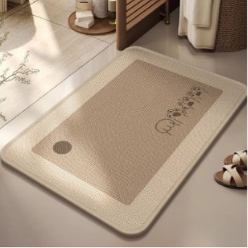 Japonijos stiliaus lino vonios kilimėlis, geometrinis raštas, kvadrato formos, skalbiamas, pritaikomas