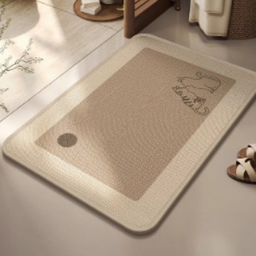 Japonijos stiliaus lino vonios kilimėlis, geometrinis raštas, kvadrato formos, skalbiamas, pritaikomas