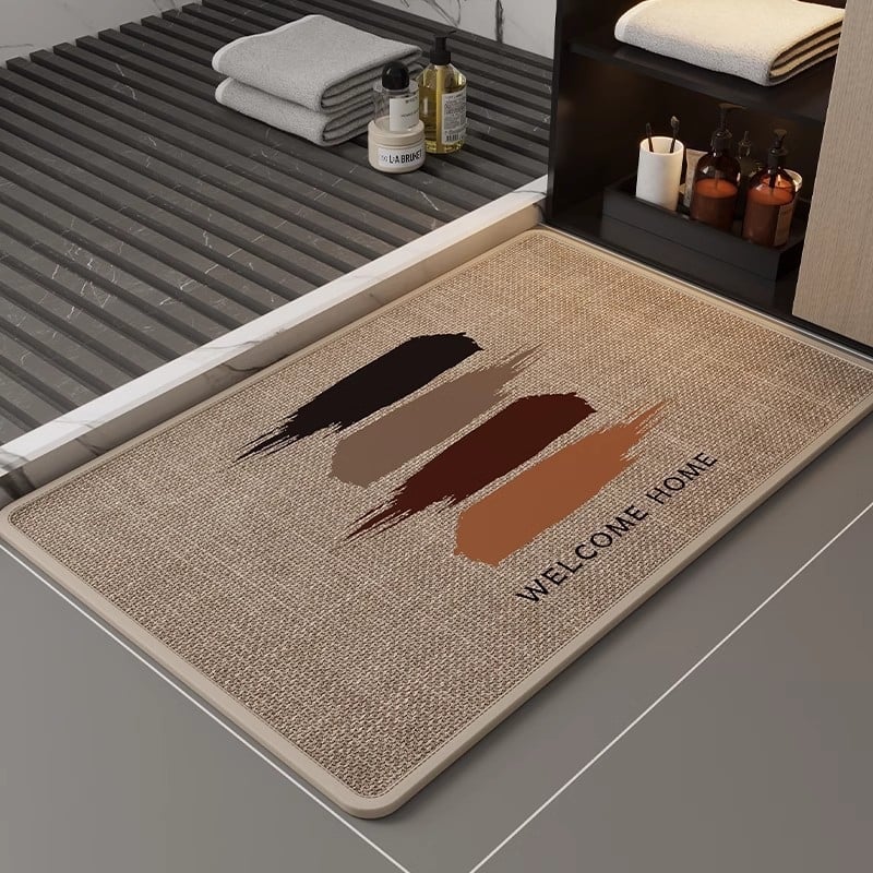 Japonijos stiliaus lino vonios kilimėlis, geometrinis raštas, kvadrato formos, skalbiamas, pritaikomas