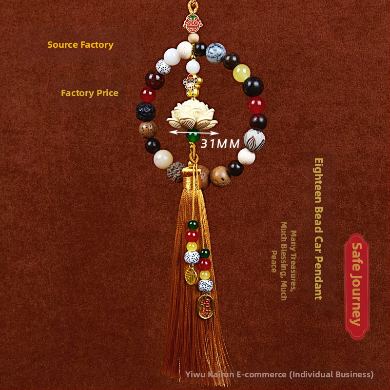 18 gyöngyös Bodhi autómedál – vintage fa belső dekoráció