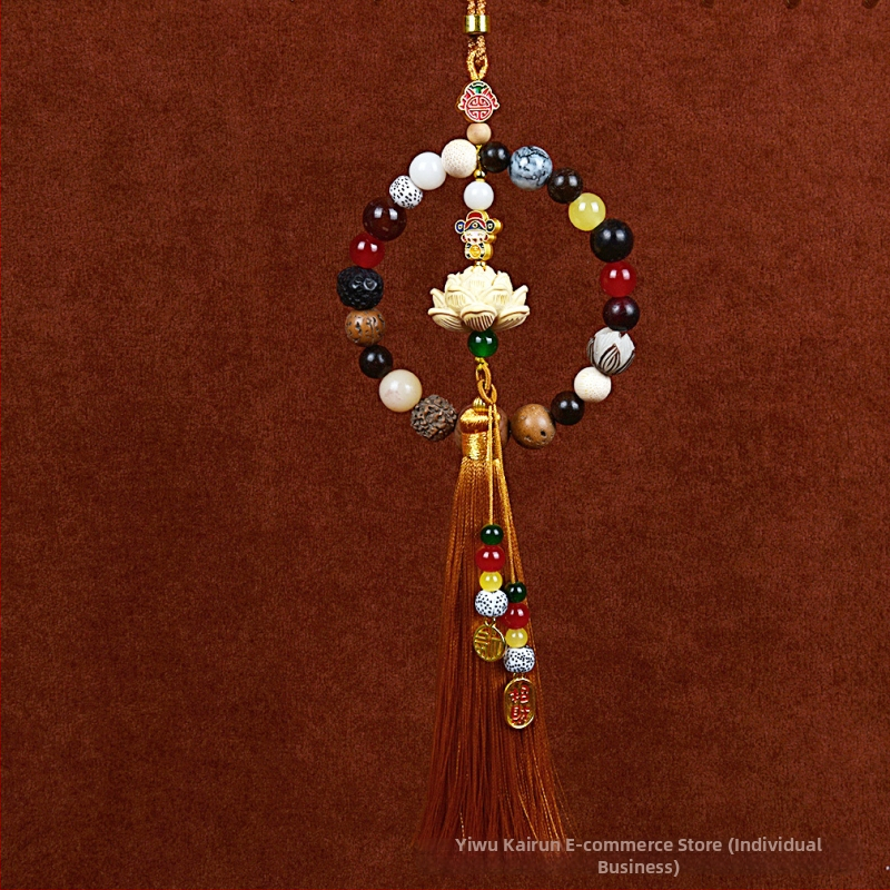 18 gyöngyös Bodhi autómedál – vintage fa belső dekoráció