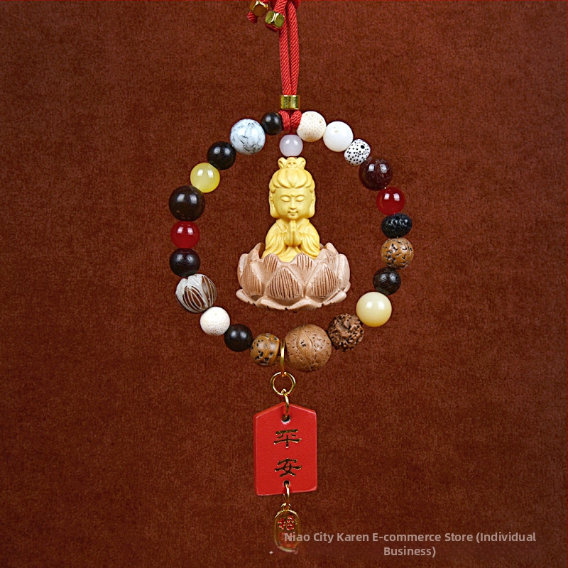 18 gyöngyös Bodhi autómedál – vintage fa belső dekoráció