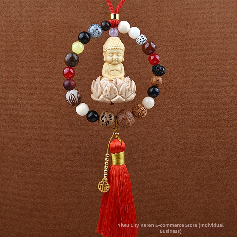 18 gyöngyös Bodhi autómedál – vintage fa belső dekoráció