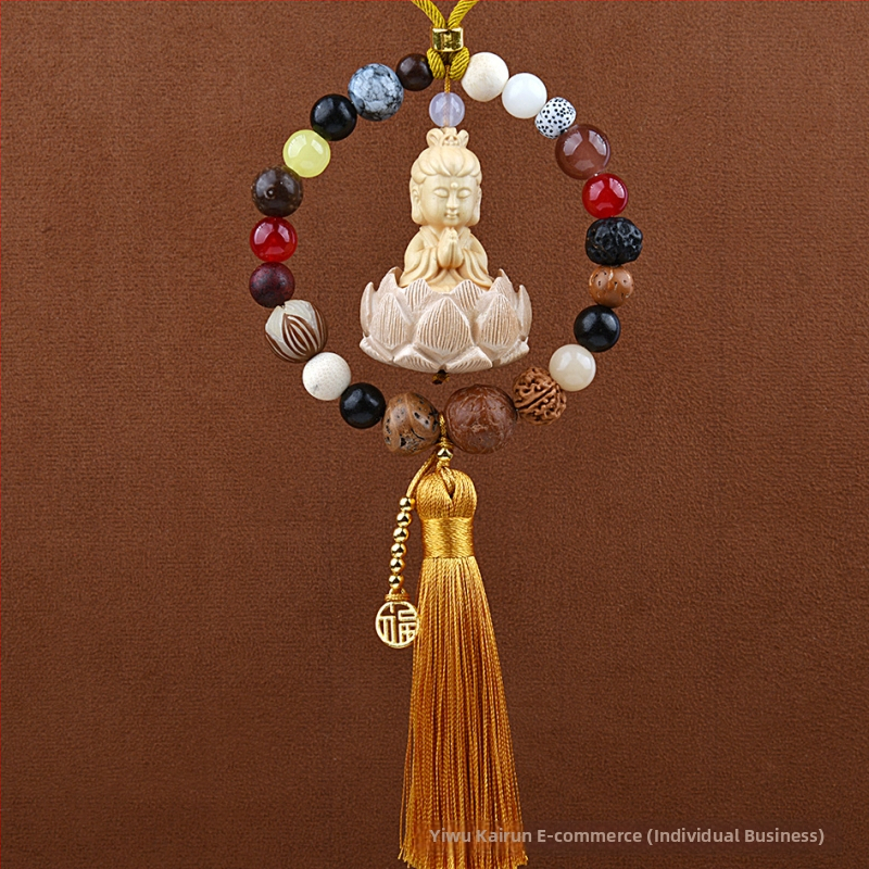 18 gyöngyös Bodhi autómedál – vintage fa belső dekoráció