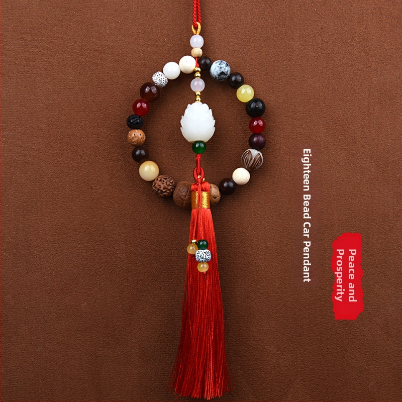 18 gyöngyös Bodhi autómedál – vintage fa belső dekoráció