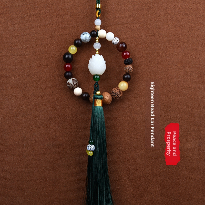 18 gyöngyös Bodhi autómedál – vintage fa belső dekoráció