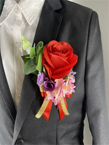 Koszorú és gomblyuk-dísz, kínai stílusú, ajándék osztálytársnak, Karácsony és költözés