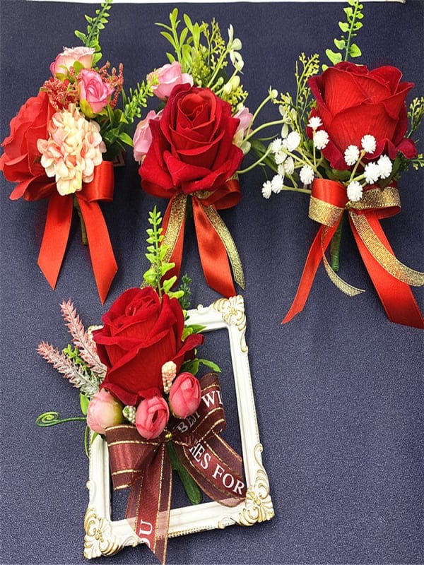 Koszorú és gomblyuk-dísz, kínai stílusú, ajándék osztálytársnak, Karácsony és költözés