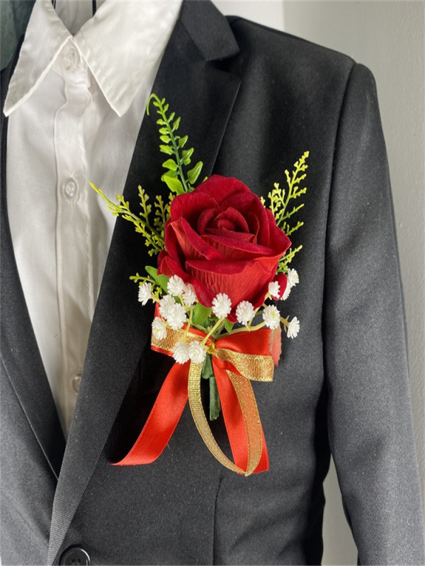 Koszorú és gomblyuk-dísz, kínai stílusú, ajándék osztálytársnak, Karácsony és költözés