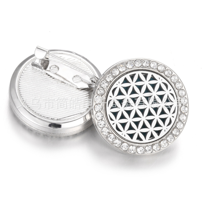 Αρωματοθεραπευτική καρφίτσα από κράμα με φινίρισμα ηλεκτροπλατίνας, μοτίβο μάσκας με διαμάντι σε στρώσεις, μίνι κλιπ για αιθέριο έλαιο· διακοσμητικό και πολυλειτουργικό· σχήματα: καρδιά, ρόμβος, U-σχήματος, σταγόνα, γεωμετρικό.