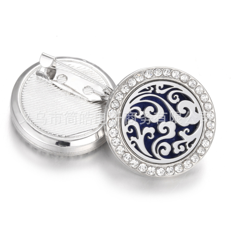 Αρωματοθεραπευτική καρφίτσα από κράμα με φινίρισμα ηλεκτροπλατίνας, μοτίβο μάσκας με διαμάντι σε στρώσεις, μίνι κλιπ για αιθέριο έλαιο· διακοσμητικό και πολυλειτουργικό· σχήματα: καρδιά, ρόμβος, U-σχήματος, σταγόνα, γεωμετρικό.