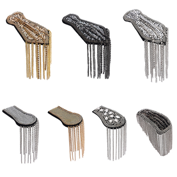 Unisex sakausējuma epaulete ar pūdelīti un kristālu ievietojumu, elektroplatēta, ģeometrisks stils