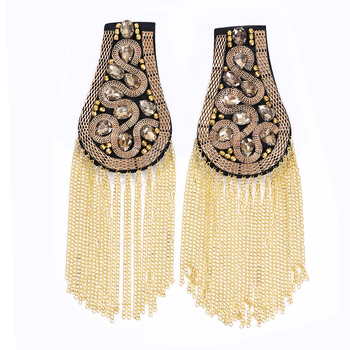 Unisex sakausējuma epaulete ar pūdelīti un kristālu ievietojumu, elektroplatēta, ģeometrisks stils