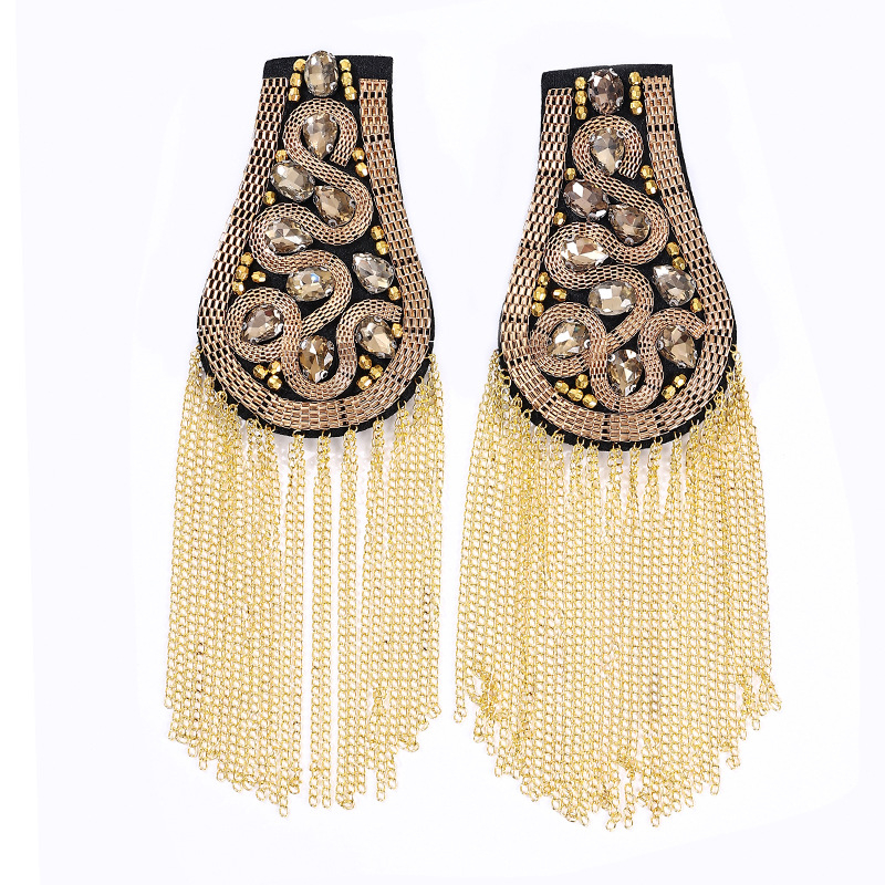 Unisex sakausējuma epaulete ar pūdelīti un kristālu ievietojumu, elektroplatēta, ģeometrisks stils