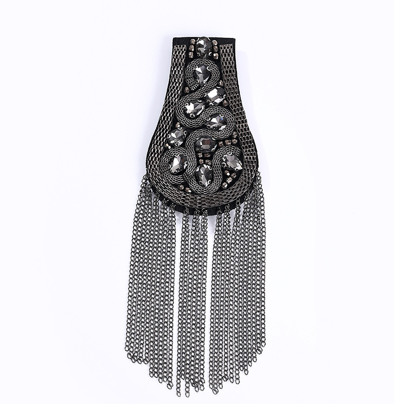 Unisex sakausējuma epaulete ar pūdelīti un kristālu ievietojumu, elektroplatēta, ģeometrisks stils