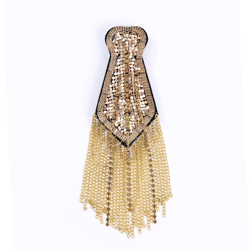 Unisex sakausējuma epaulete ar pūdelīti un kristālu ievietojumu, elektroplatēta, ģeometrisks stils