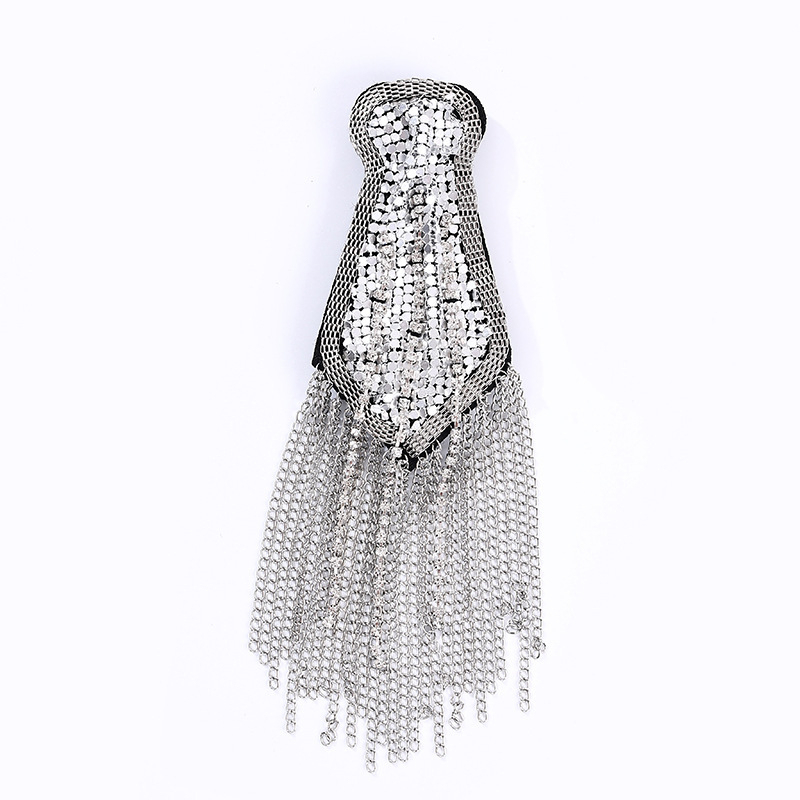 Unisex sakausējuma epaulete ar pūdelīti un kristālu ievietojumu, elektroplatēta, ģeometrisks stils