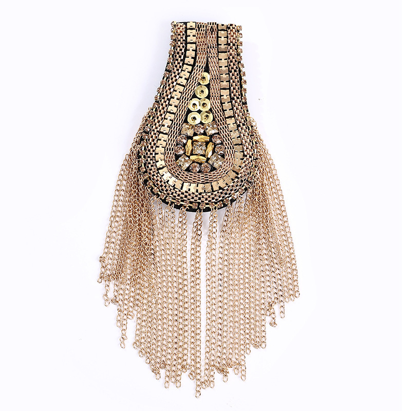 Unisex sakausējuma epaulete ar pūdelīti un kristālu ievietojumu, elektroplatēta, ģeometrisks stils