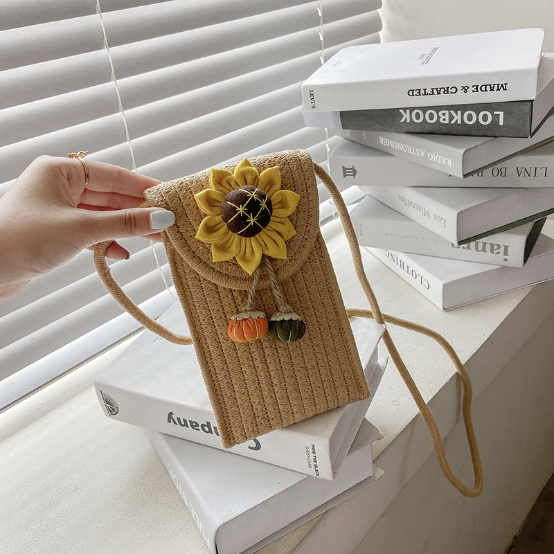 Geantă crossbody din bumbac, design floral, țesătură împletită, formă vertical pătrată, închidere cu capac, curea de umăr simplă