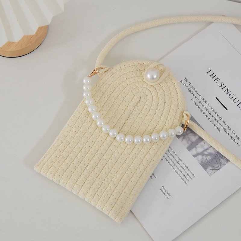 Geantă crossbody din bumbac, design floral, țesătură împletită, formă vertical pătrată, închidere cu capac, curea de umăr simplă