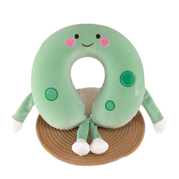 Pernă de gât în formă de U cu spumă memory, husă din catifea Crystal, ideală pentru călătorii și momente de odihnă