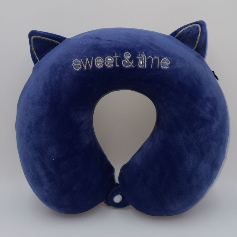 Pernă de gât în formă de U cu spumă memory, husă din catifea Crystal, ideală pentru călătorii și momente de odihnă