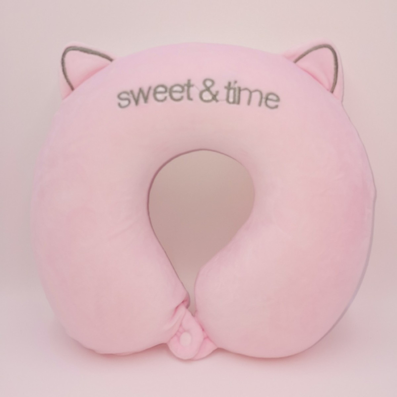 Pernă de gât în formă de U cu spumă memory, husă din catifea Crystal, ideală pentru călătorii și momente de odihnă