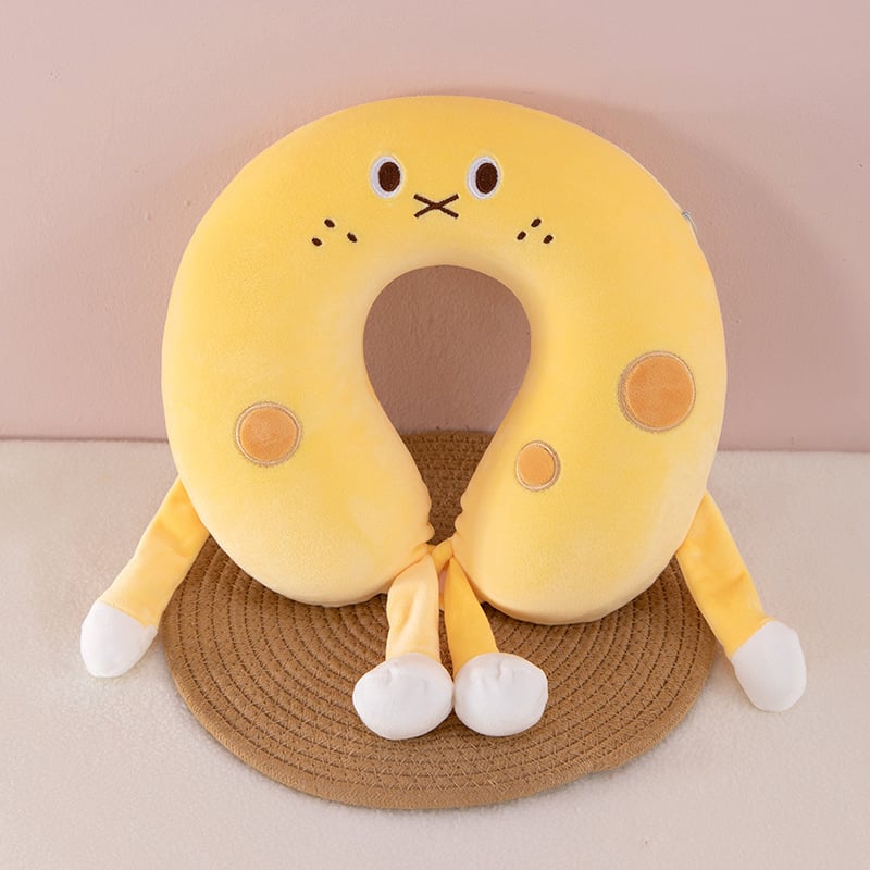 Pernă de gât în formă de U cu spumă memory, husă din catifea Crystal, ideală pentru călătorii și momente de odihnă