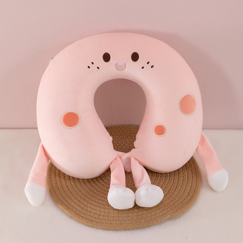 Pernă de gât în formă de U cu spumă memory, husă din catifea Crystal, ideală pentru călătorii și momente de odihnă