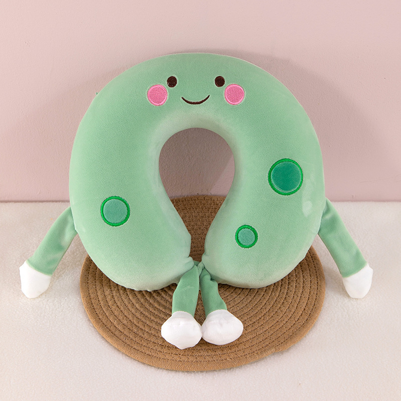 Pernă de gât în formă de U cu spumă memory, husă din catifea Crystal, ideală pentru călătorii și momente de odihnă