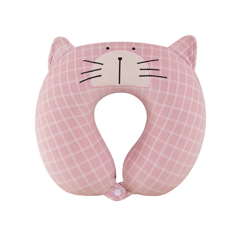 Pernă de gât în formă de U cu spumă memory, husă din catifea Crystal, ideală pentru călătorii și momente de odihnă