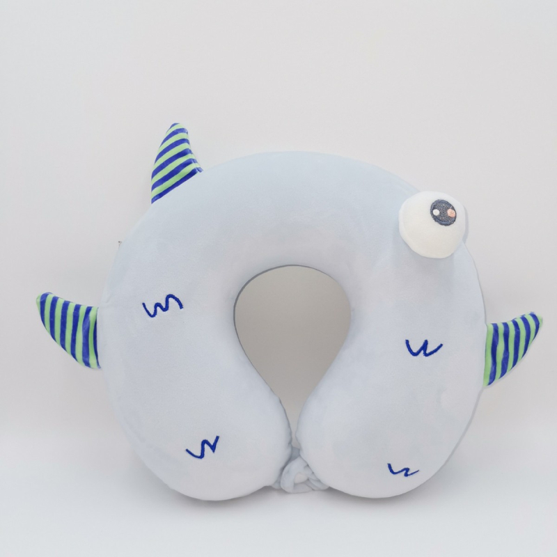 Pernă de gât în formă de U cu spumă memory, husă din catifea Crystal, ideală pentru călătorii și momente de odihnă