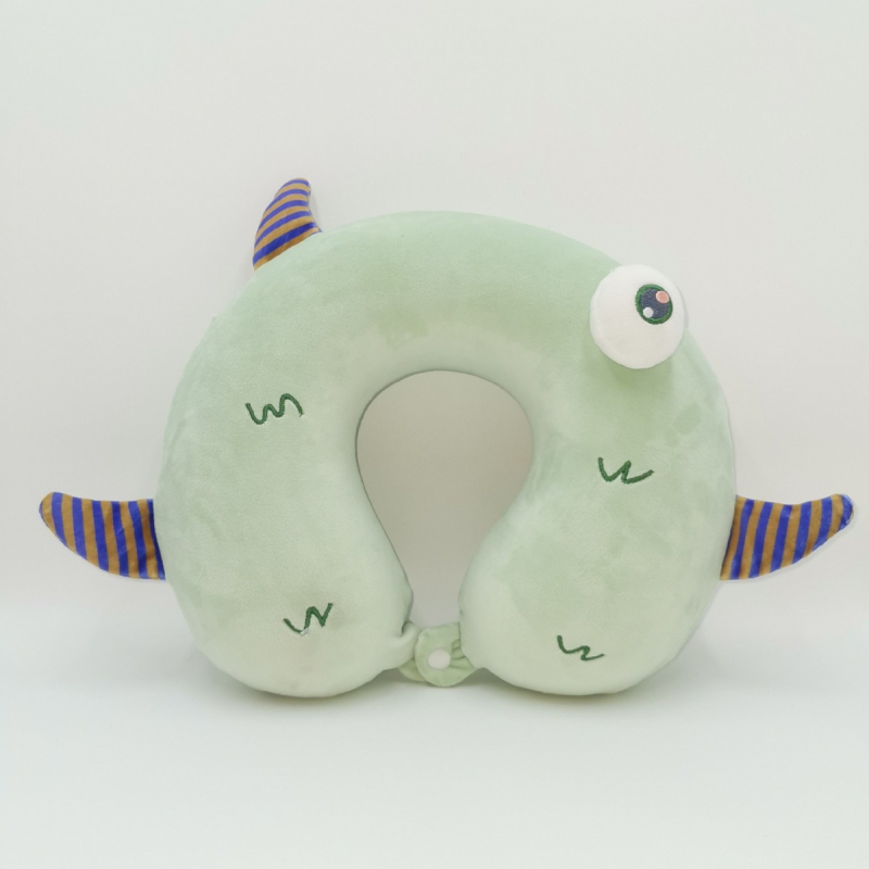 Pernă de gât în formă de U cu spumă memory, husă din catifea Crystal, ideală pentru călătorii și momente de odihnă