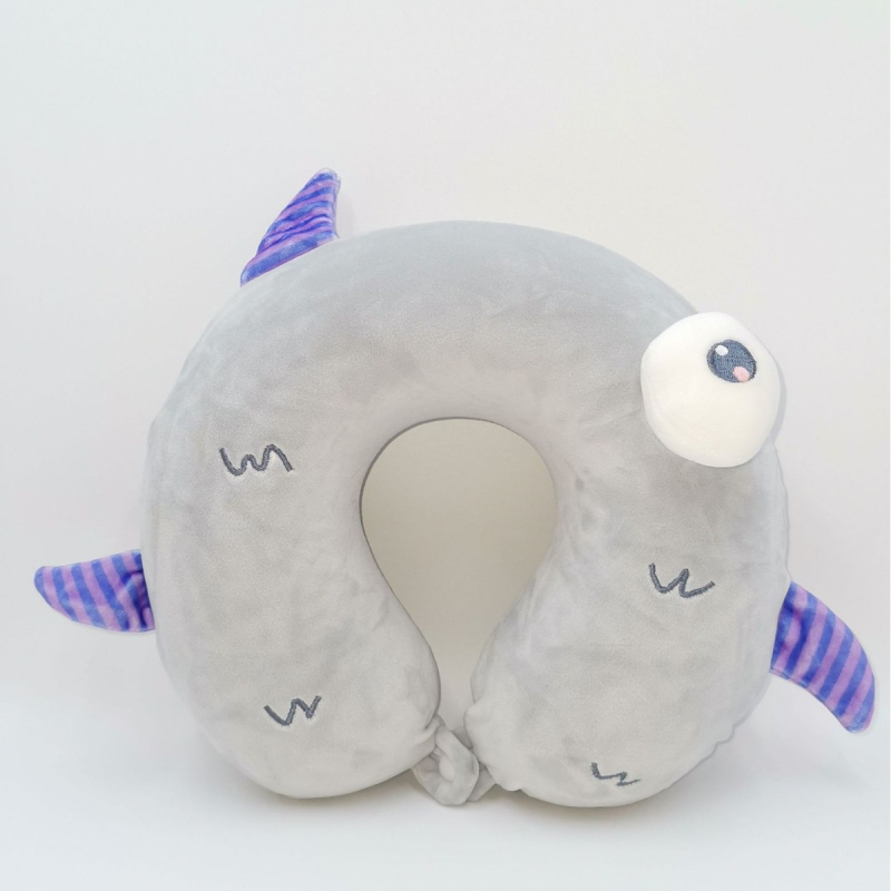 Pernă de gât în formă de U cu spumă memory, husă din catifea Crystal, ideală pentru călătorii și momente de odihnă