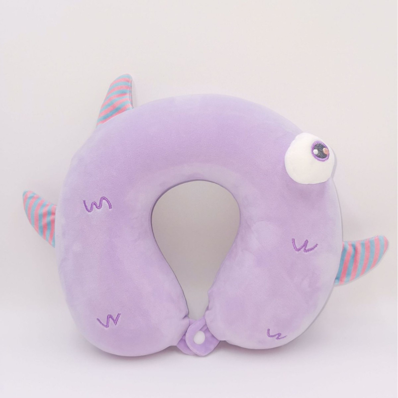 Pernă de gât în formă de U cu spumă memory, husă din catifea Crystal, ideală pentru călătorii și momente de odihnă